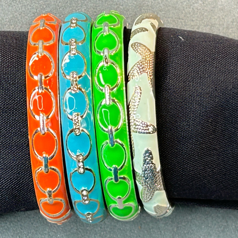 Sequin Enamel Bracelets Chain link pattern and starfish pattern Bangle stackable - Picture 8 of 8
